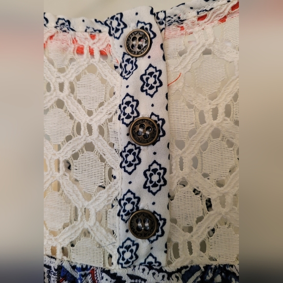 Kohl's Rewind Tank Front Tie Lace Blouse Red White and Blue Size XL - Picture 6 of 7